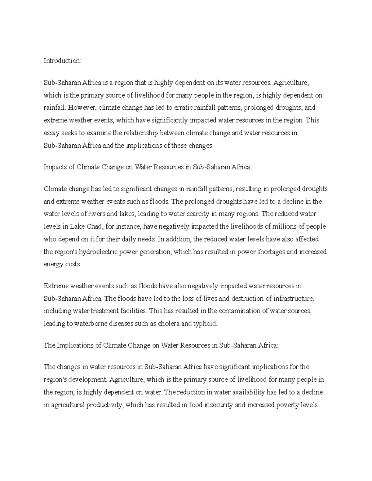 Title The Relationship between Climate Change and Water Resources in ...