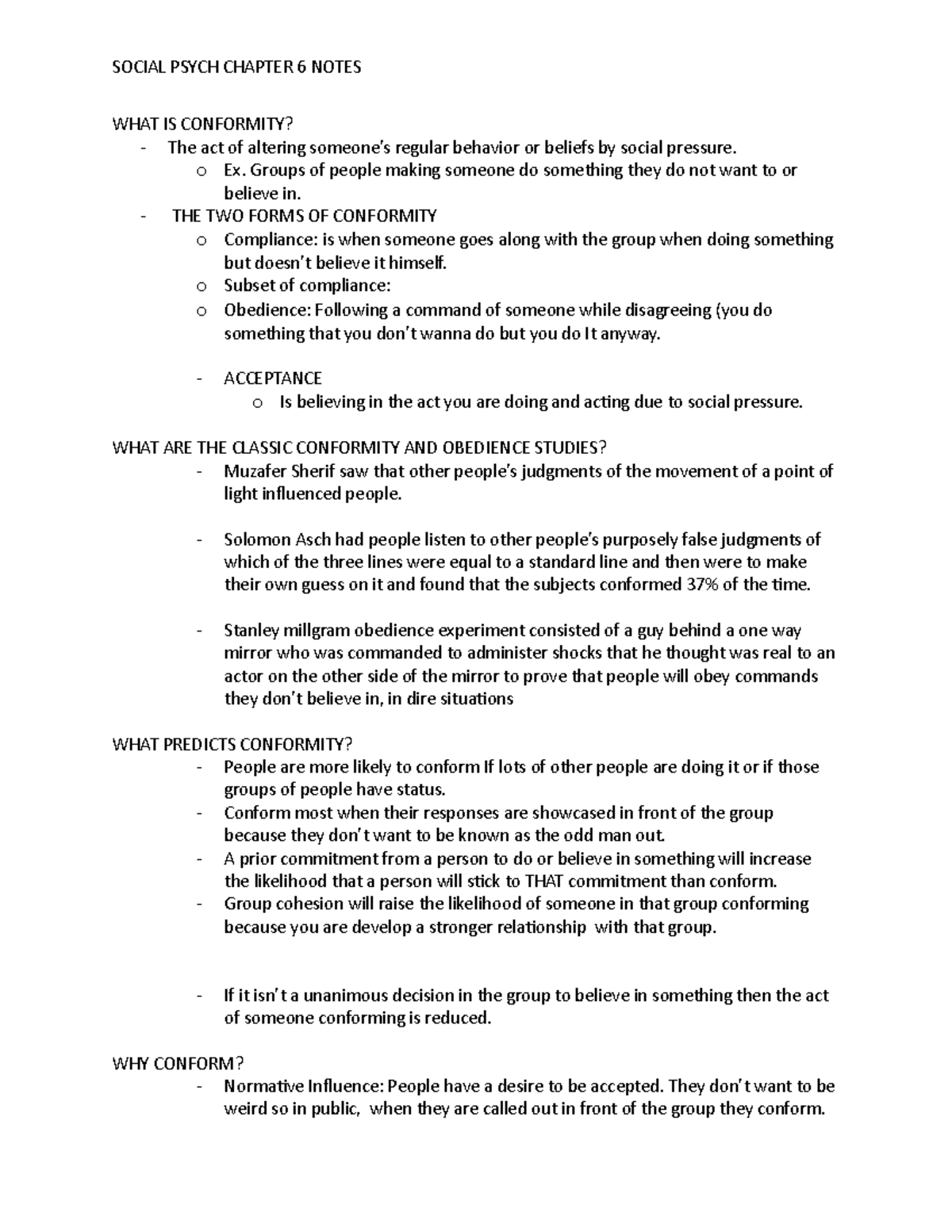 Chapter 6 - Conformity - Summary Social Psychology - SOCIAL PSYCH ...