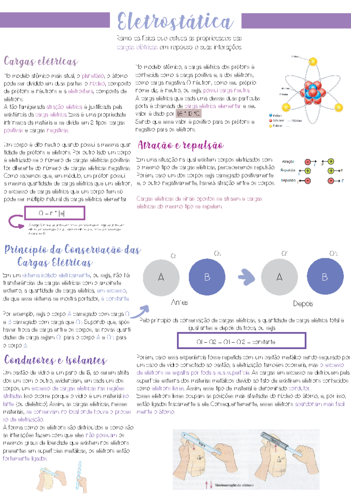 1 - Príncipios - Eletrostática Cargas elétricas Ramo da física que ...
