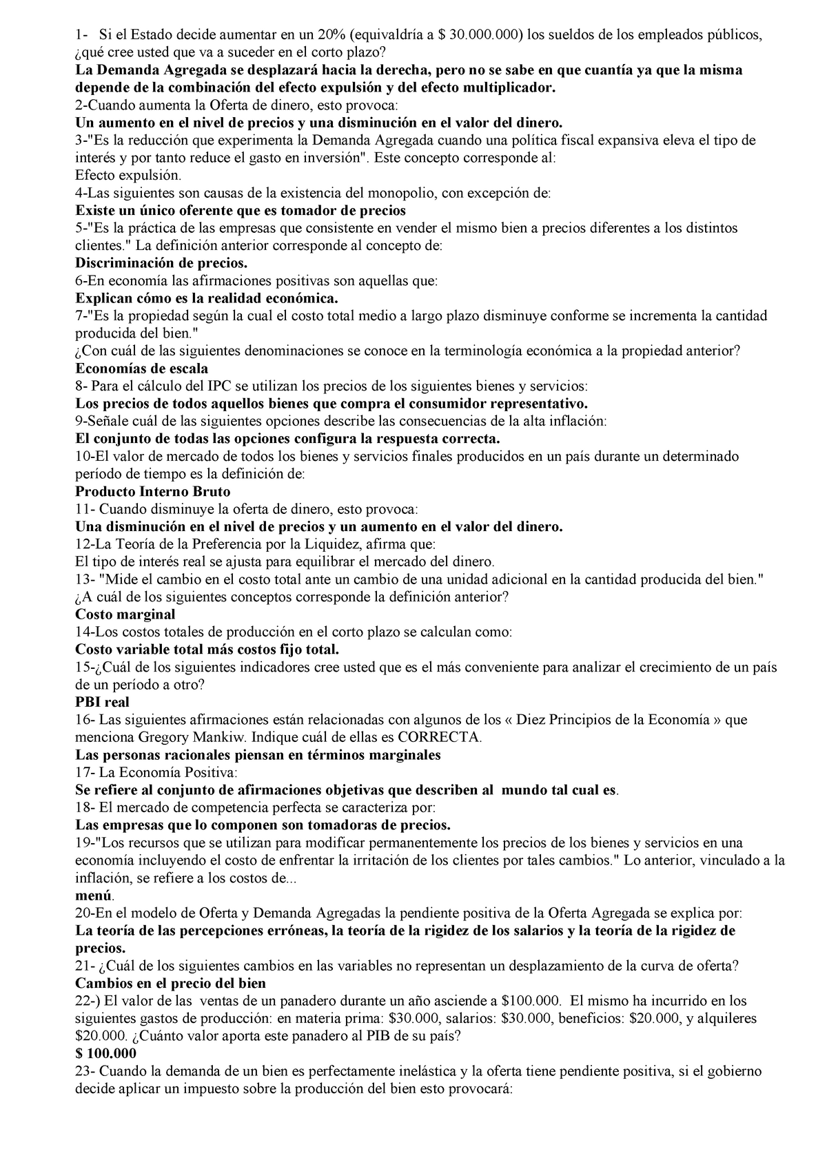 Preguntero DE Economia - Si El Estado Decide Aumentar En Un A Los ...