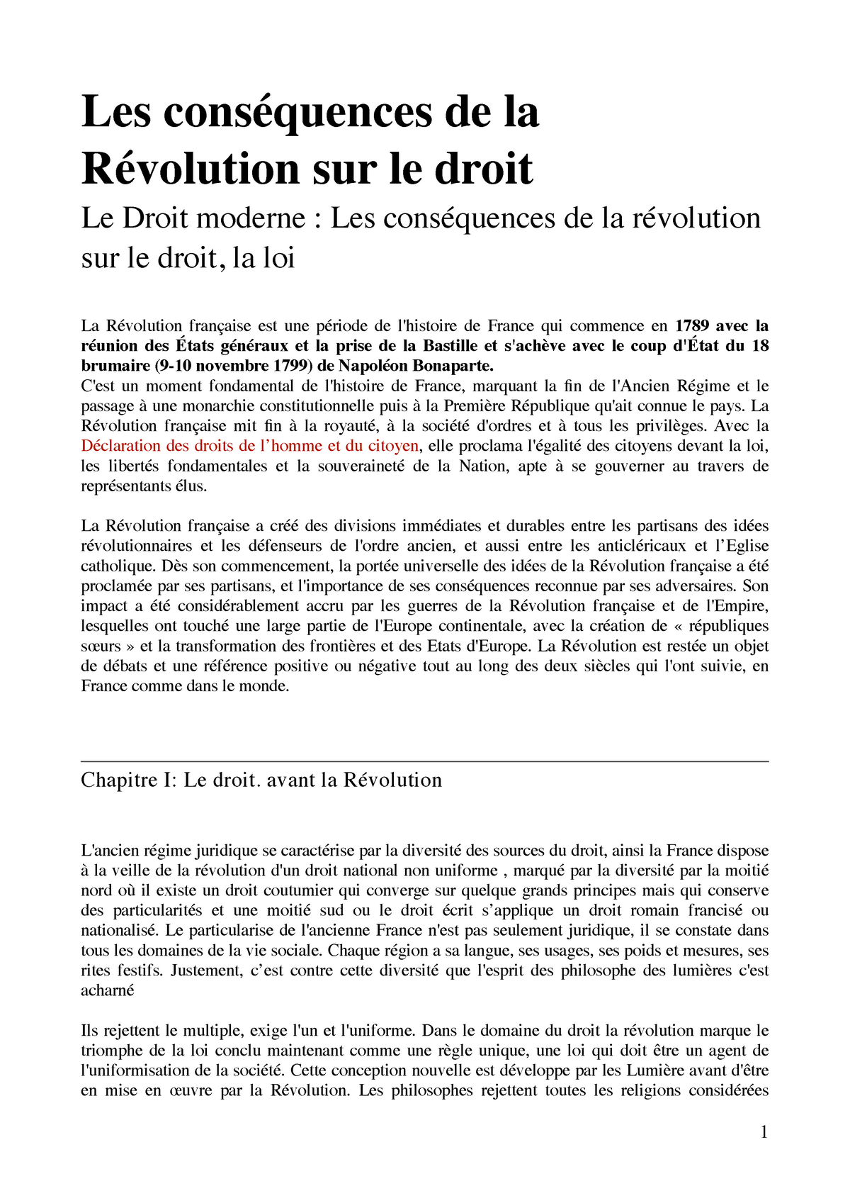 sujet dissertation histoire du droit l1