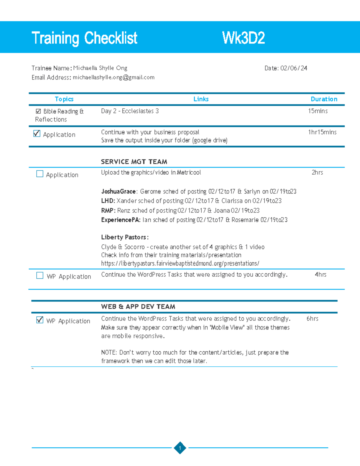 Wk3D2 - MSO - 1 Trainee Name: Date: 02/06/ Email Address: Topics Links ...