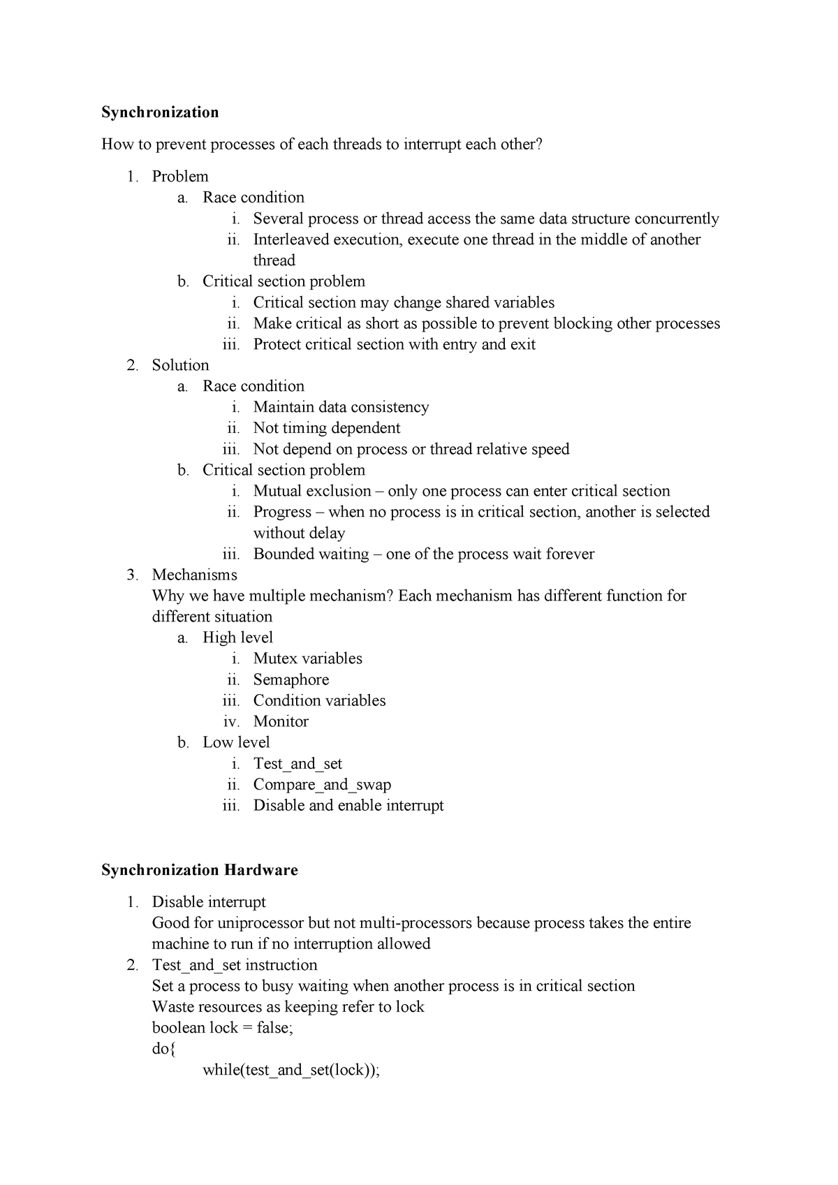 cs149-summary-synchronization-how-to-prevent-processes-of-each