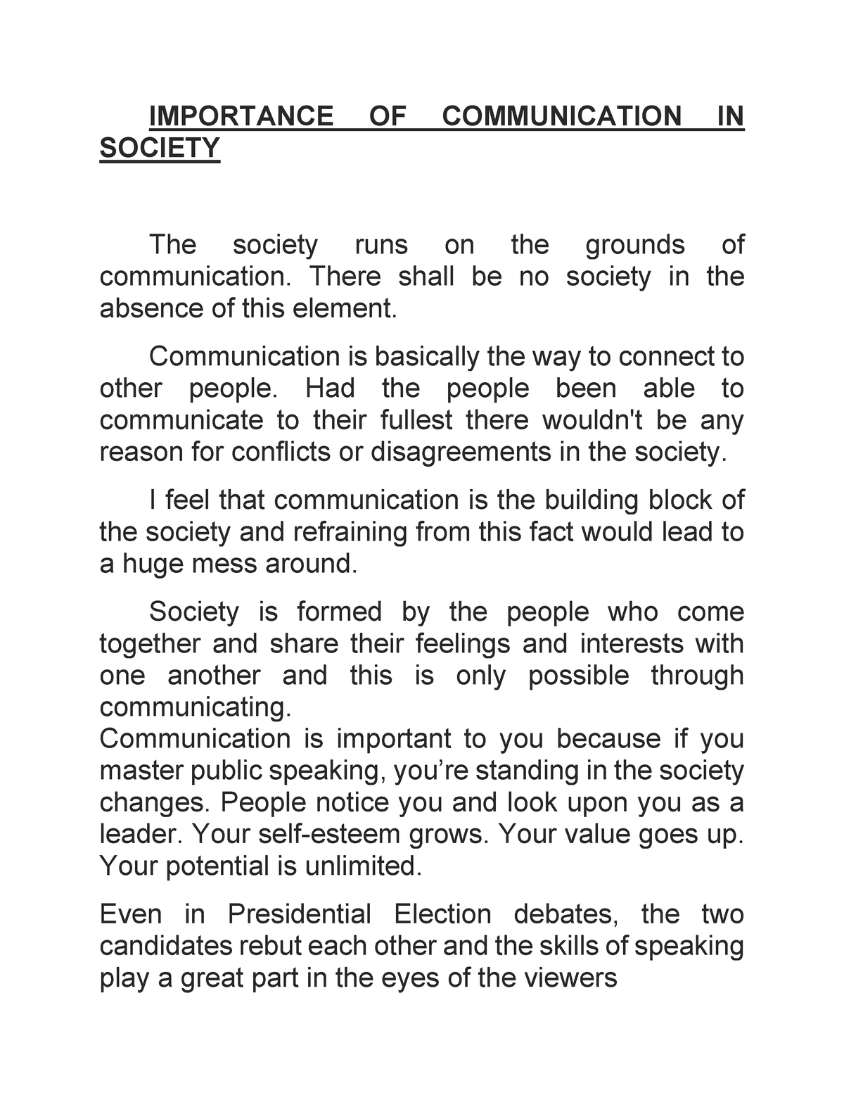 why communication is important to society essay