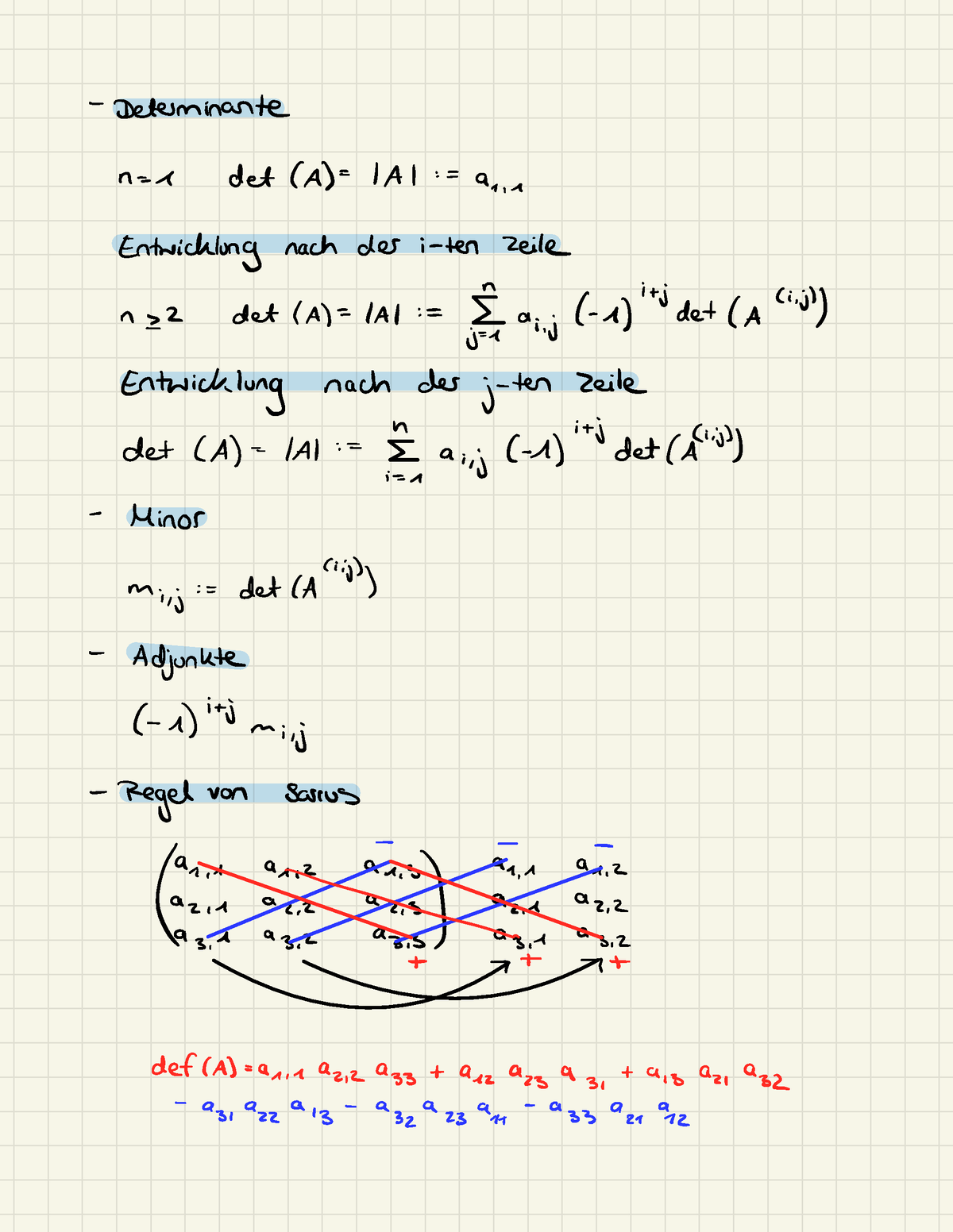 Wirtschaftsmathe 2 - Determinante N -1 Det (A) = IAI ' = G ...