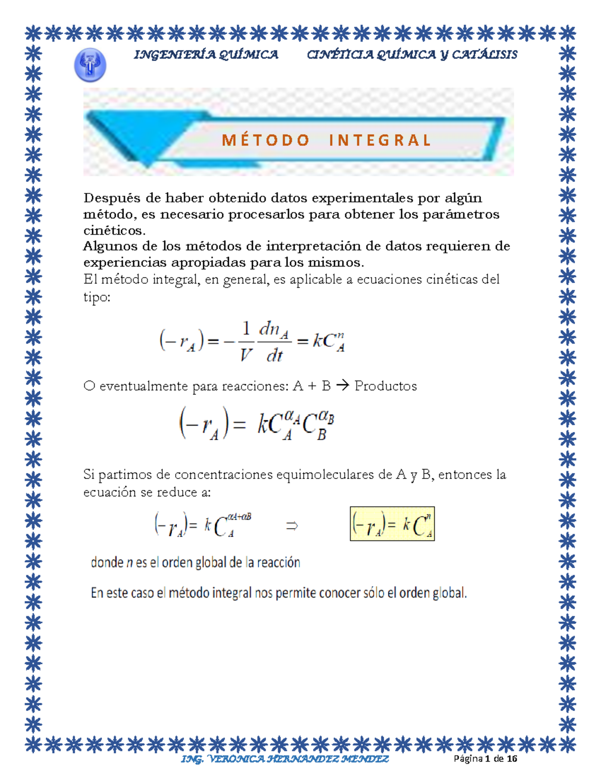 Metodo Integral - Apuntes De Cinetica Quimica - Después De Haber ...