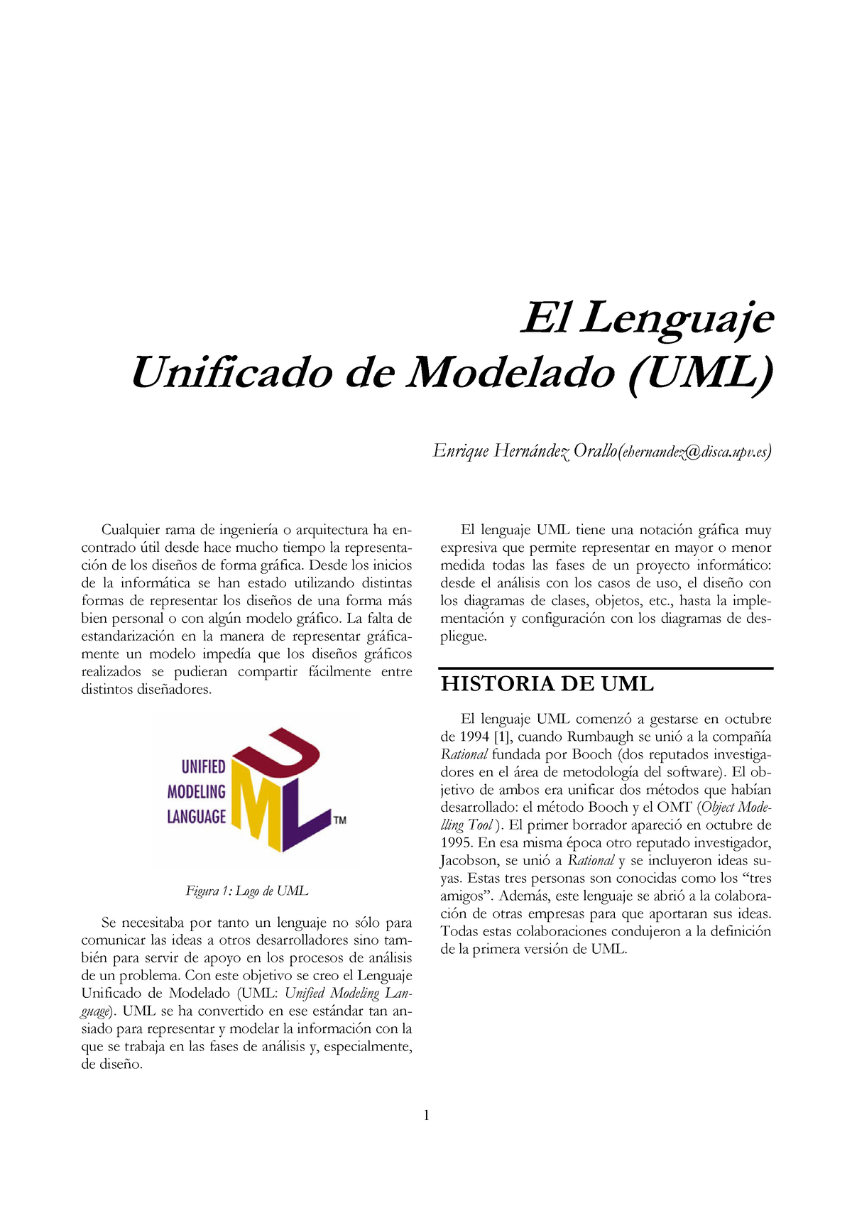 El Lenguaje Unificado De Modelado El Lenguaje Unificado De Modelado Uml Enrique Hern·ndez