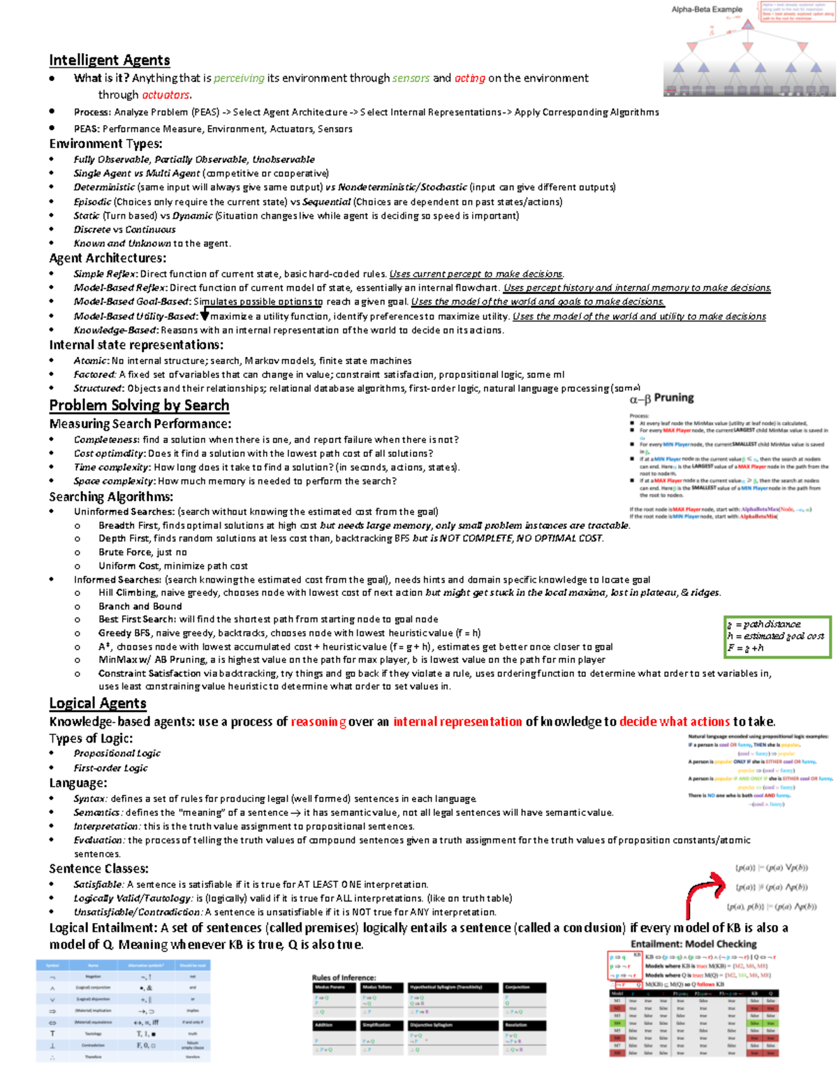 Midterm Cheat Sheet - Intelligent Agents What is it? Anything that is ...