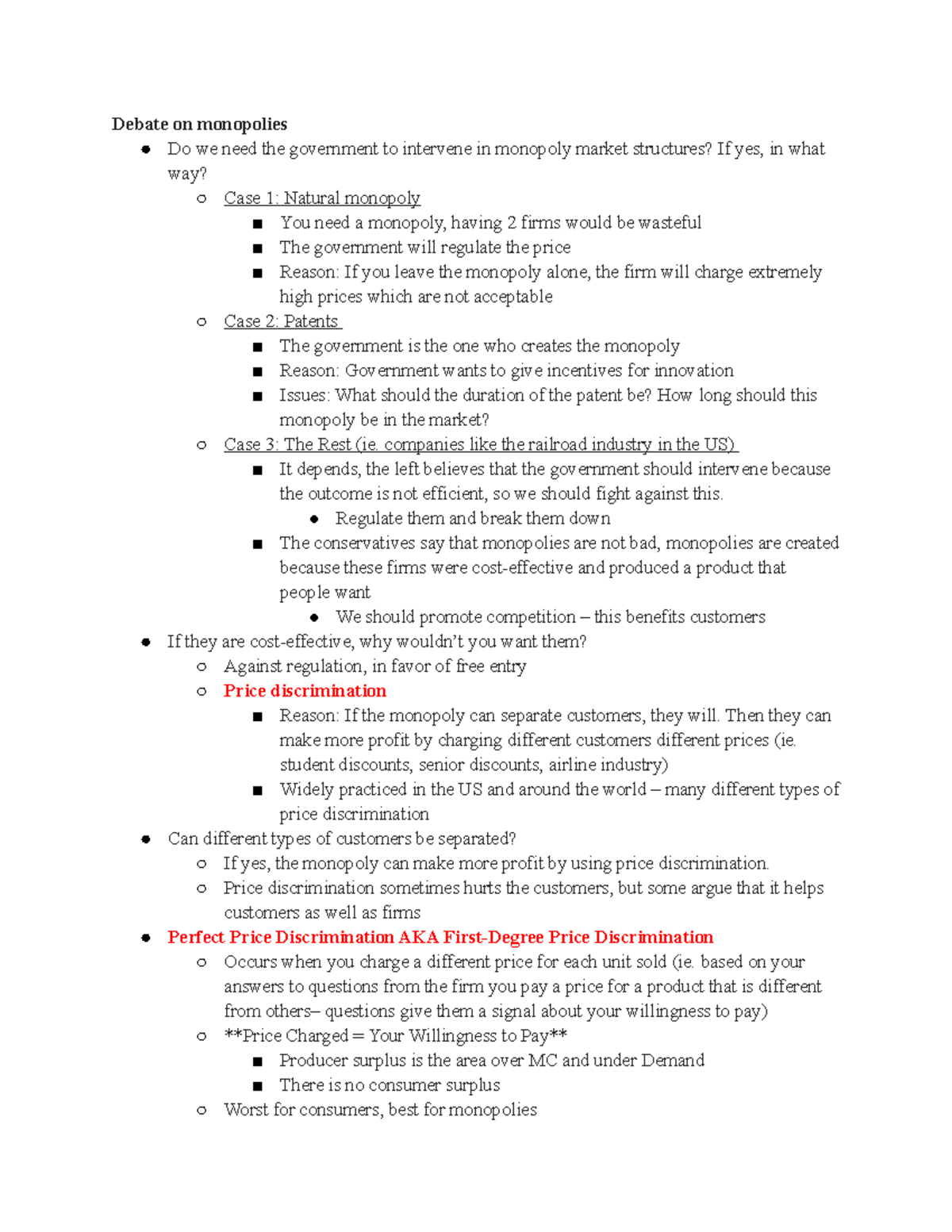 TEST 3 ECON - Test 3 notes - Debate on monopolies Do we need the ...