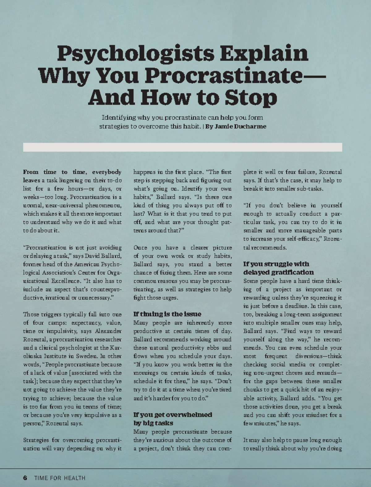 Day 1 - Article - helpful - Psychologists Explain Why You Procrastinate ...