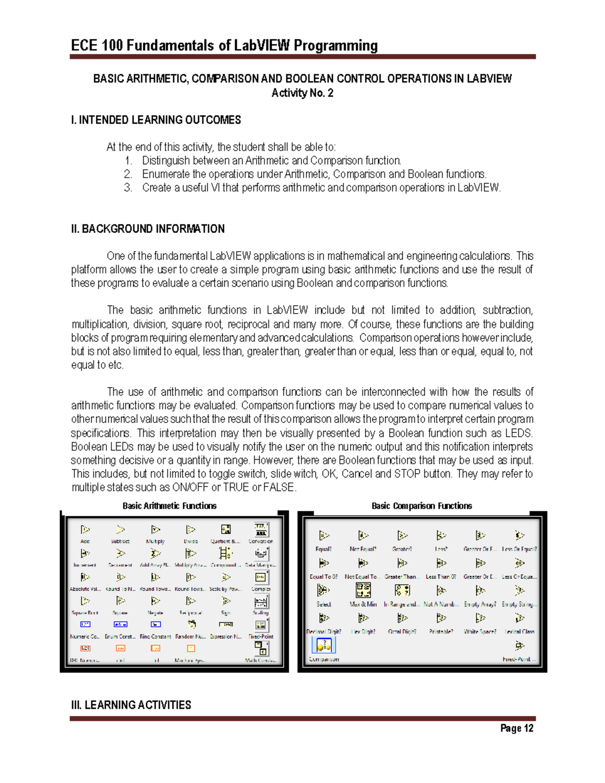 Arithmetic Comparision and Boolean Operations in Lab VIEW - Basic ...
