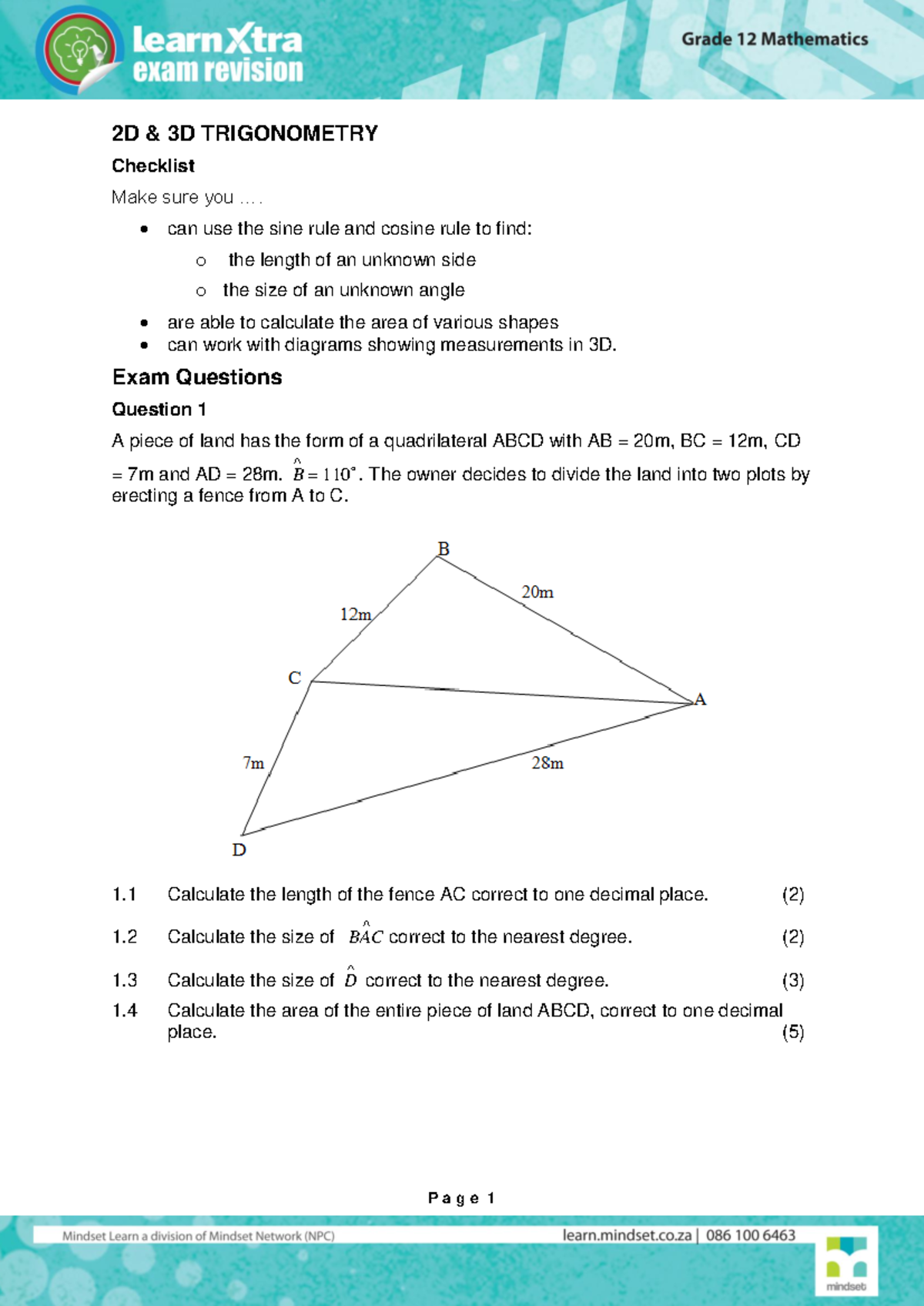 LXER Gr12Mathematics 2D and 3D Trigonometry Nov2014 - 2D & 3D ...