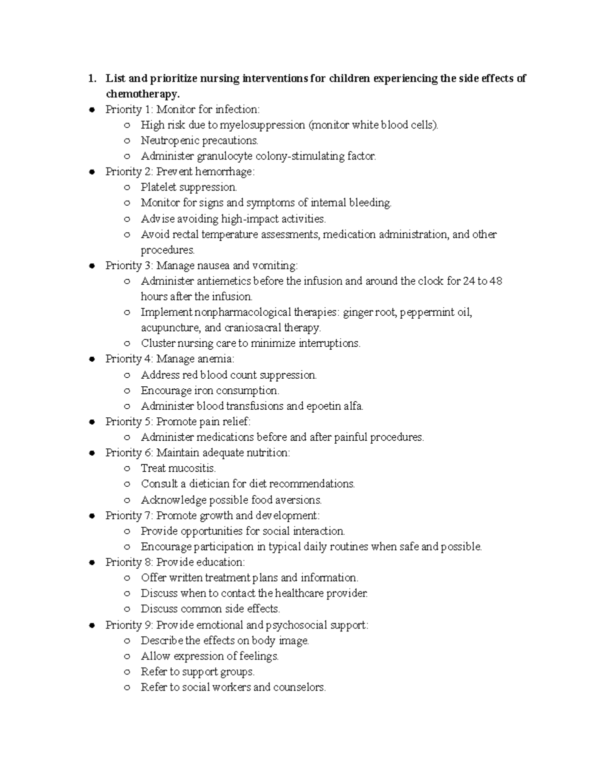 pediatric case study on side effects of chemotherapy - List and ...