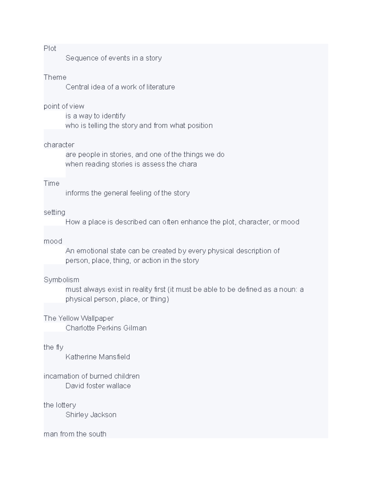 Engl 2341 exams - notes for forms of lit class with professor Cecily ...