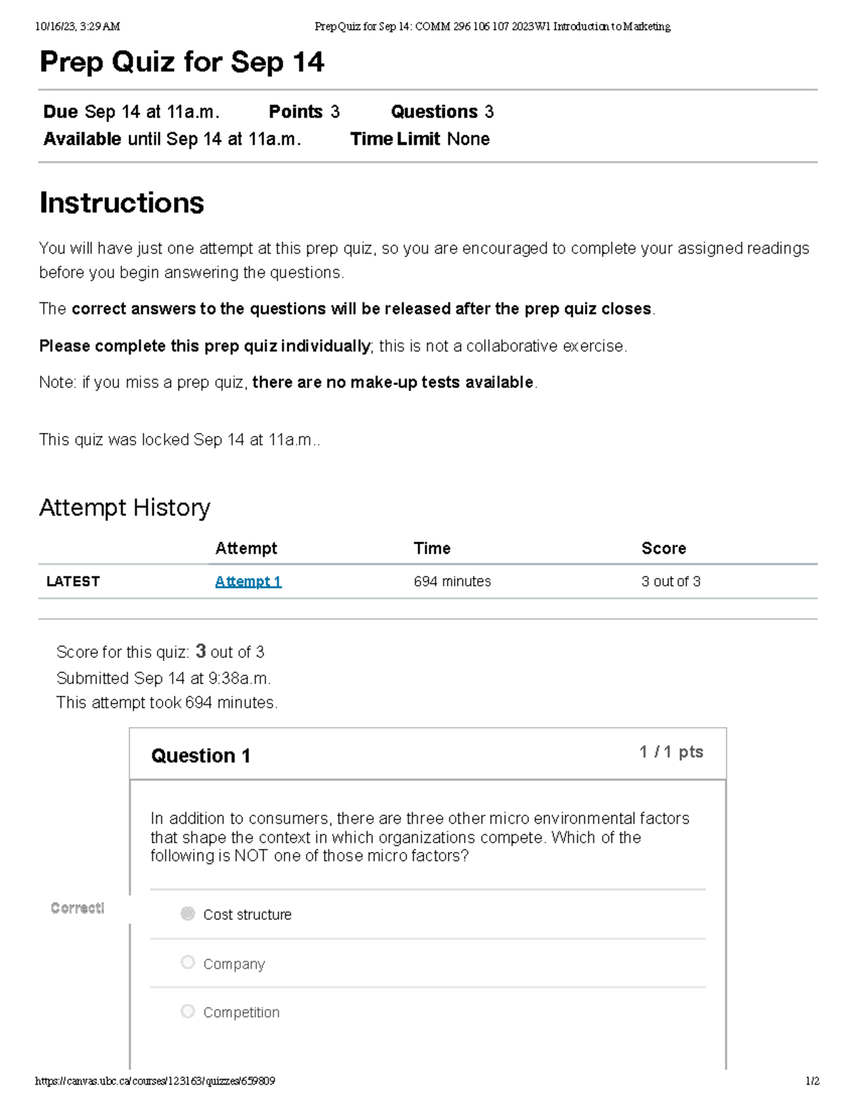 COMM 296 Prep Quiz 2 - COMM 296 Prep Quiz 2 - 10/16/23, 3:29 AM Prep ...