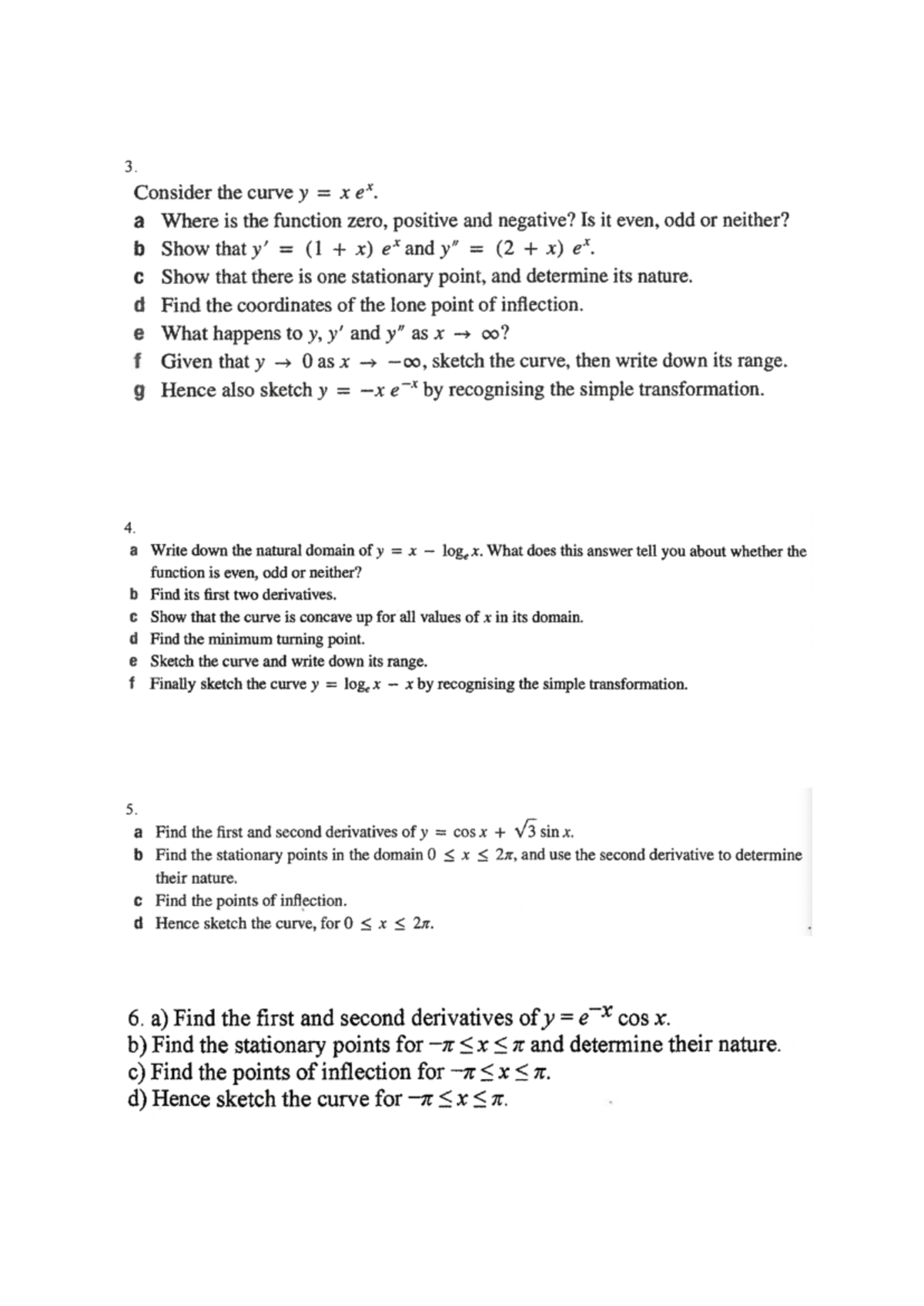 Calculus Questions - paper - 3. Consider the curve a Where is the ...
