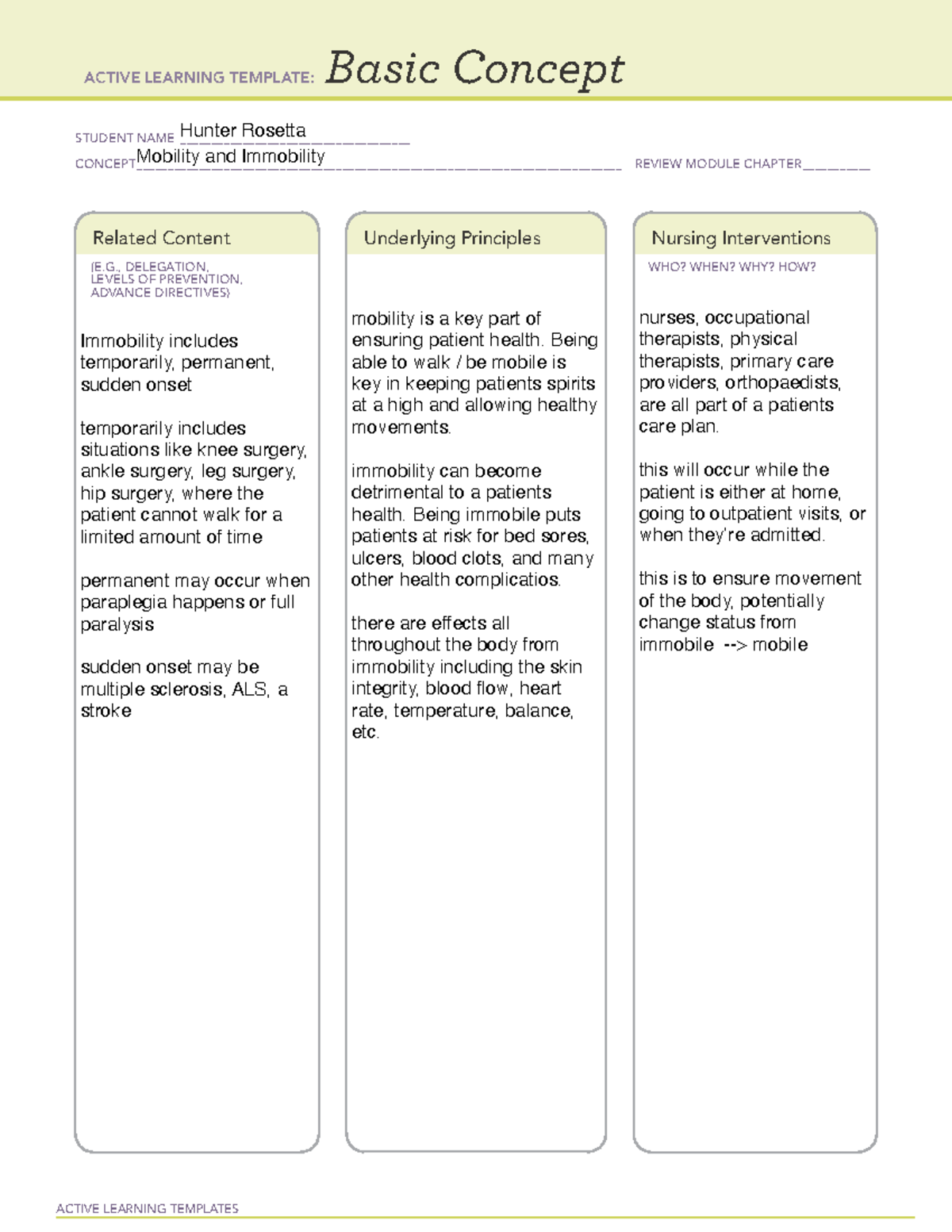 Basic Concept blankk - NURS 428 - ACTIVE LEARNING TEMPLATES Basic ...