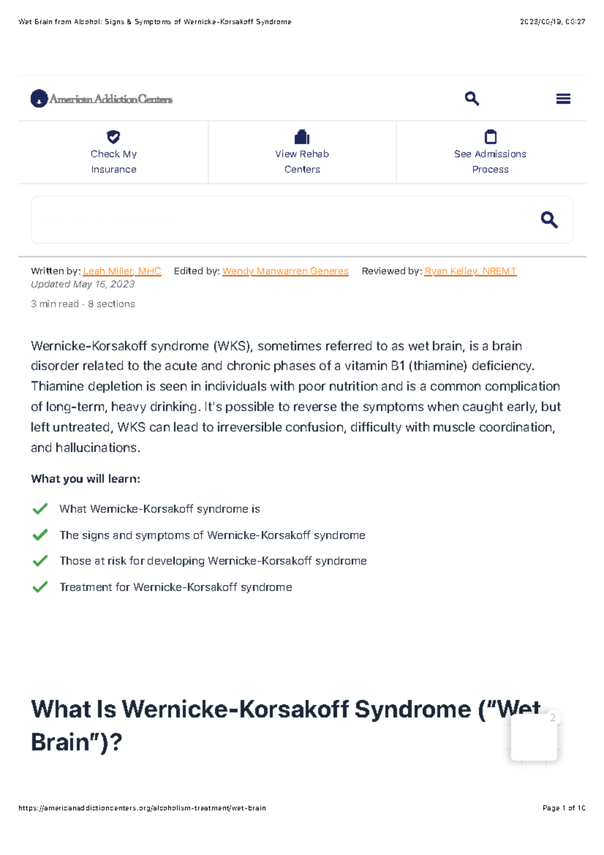 Wet Brain from Alcohol Signs Symptoms of Wernicke-Korsakoff Syndrome ...