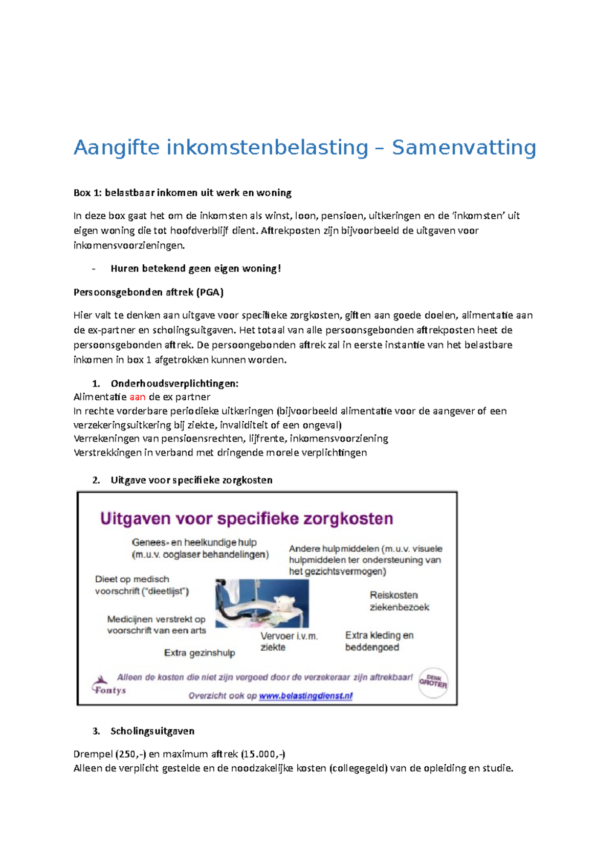 Inkomensbelasting Samenvatting Met - Aangifte Inkomstenbelasting ...