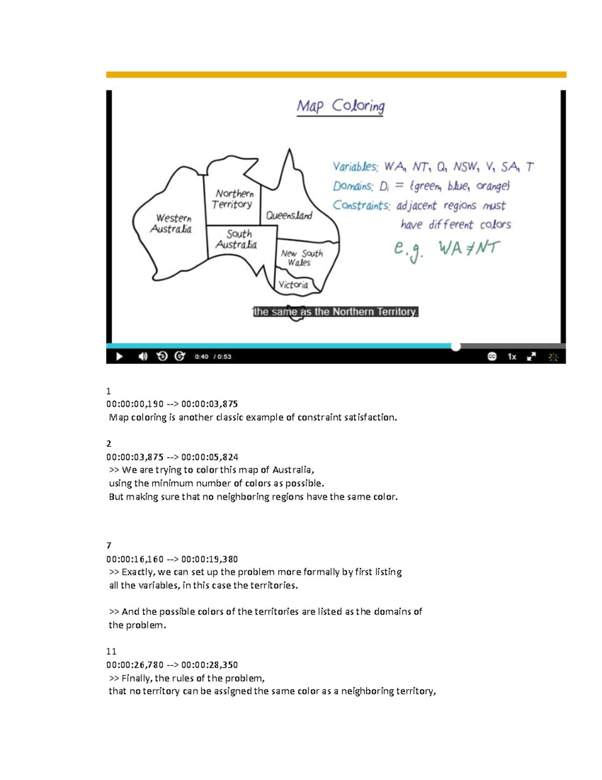 L4-3 - Summary of Map Coloring CSP - 1 00:00:00,190 -> 00:00:03, Map ...
