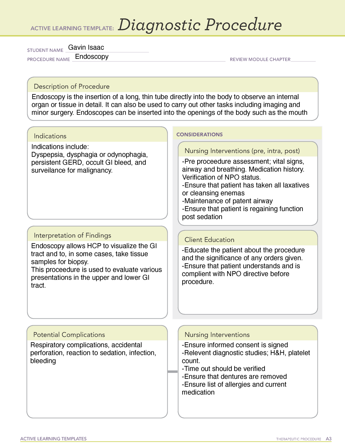 Diagnostic Endoscopy Active Learning Template ACTIVE LEARNING