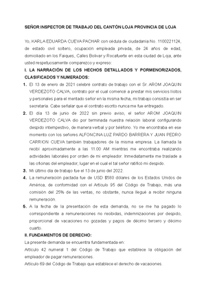 Tarea 8 - Reclamo Laboral Mediación