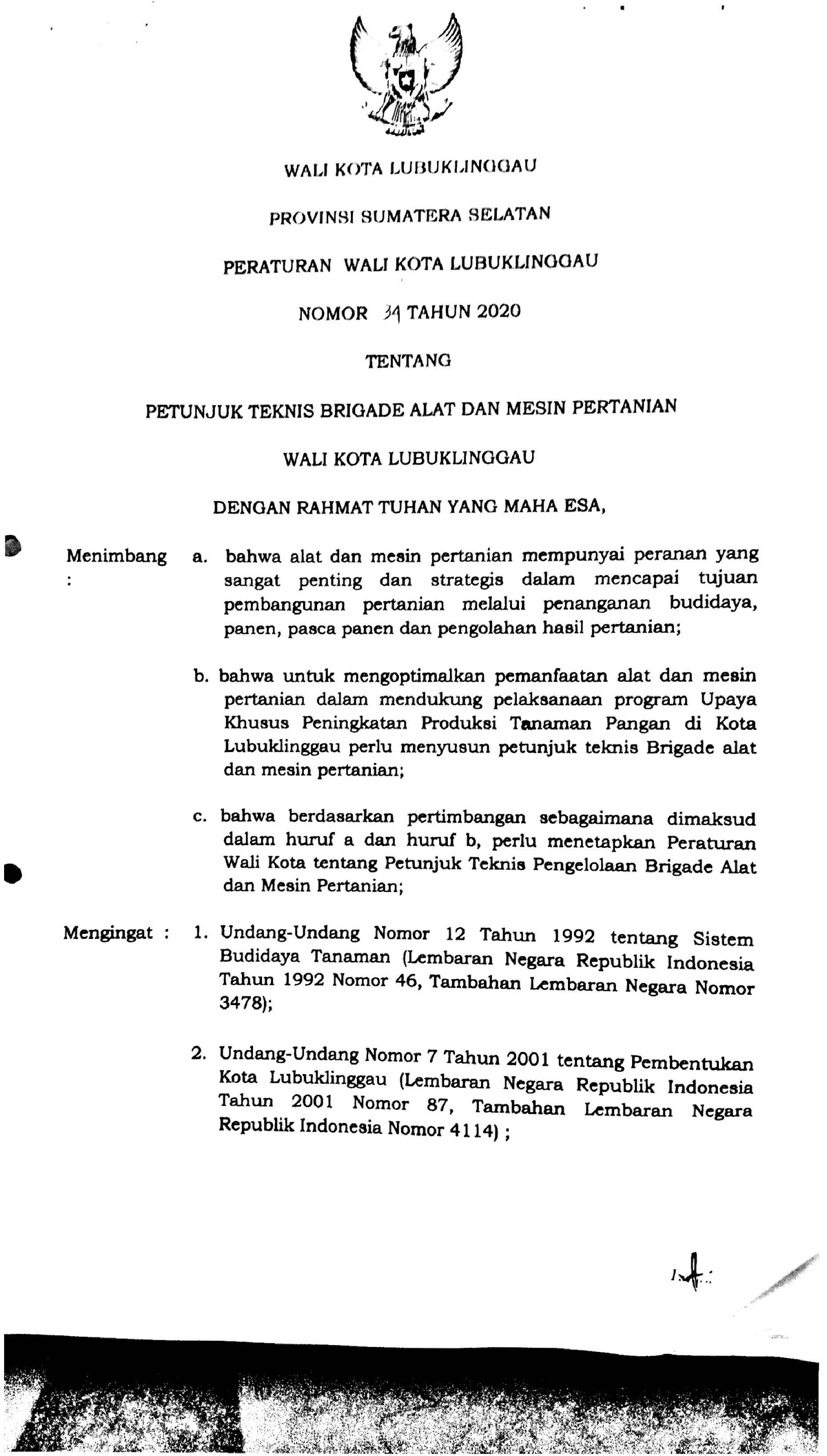 Perwali Nomor 34 Tahun 2020 - WALi KOTA LUfJUKl, INOOAU PROVIN81 ...