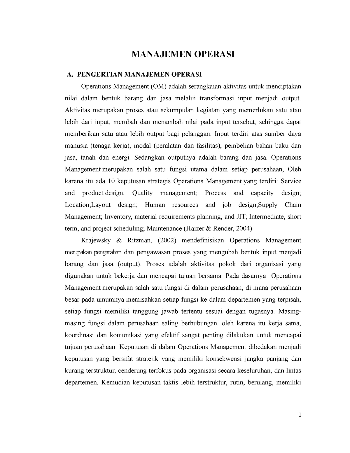 Modul 2 Manajemen Operasi - MANAJEMEN OPERASI A. PENGERTIAN MANAJEMEN ...