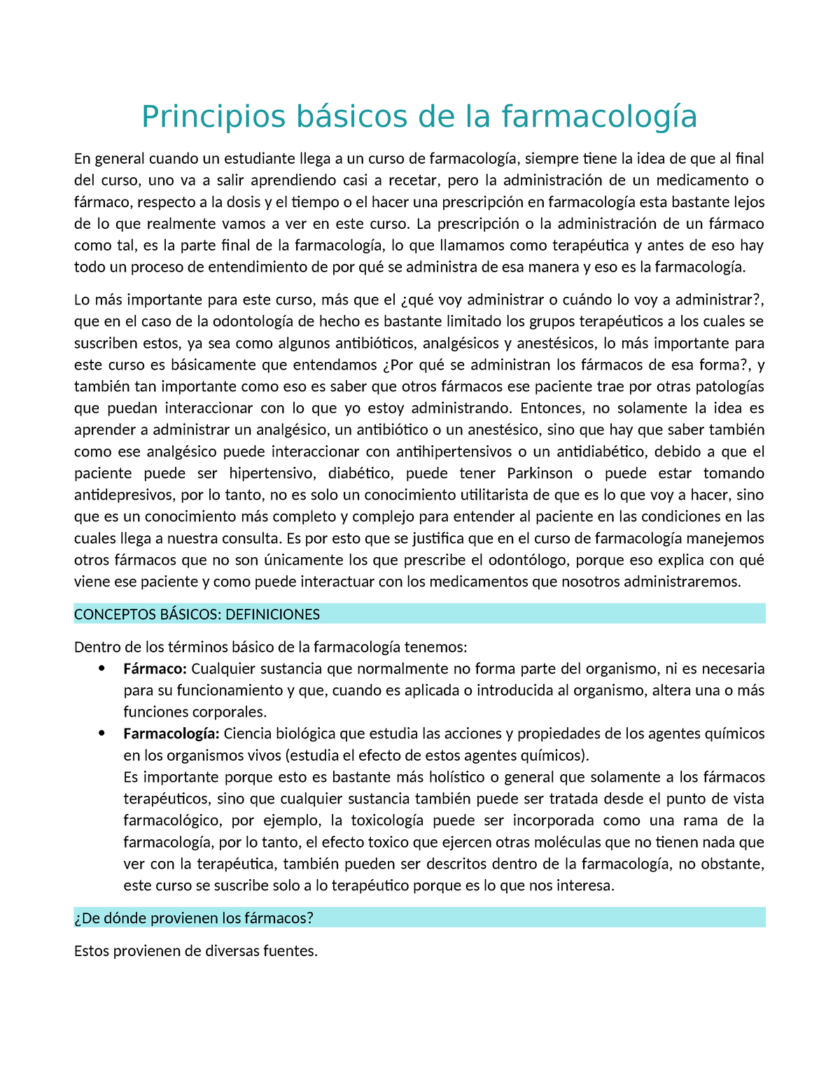 Principios B Sicos Principios B Sicos De La Farmacolog A En General Cuando Un Estudiante