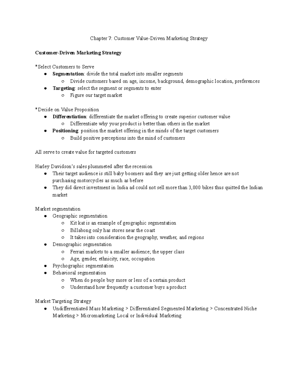 MKT201 Chapter 7 - Professor Smita Kulkarni - Chapter 7: Customer Value ...