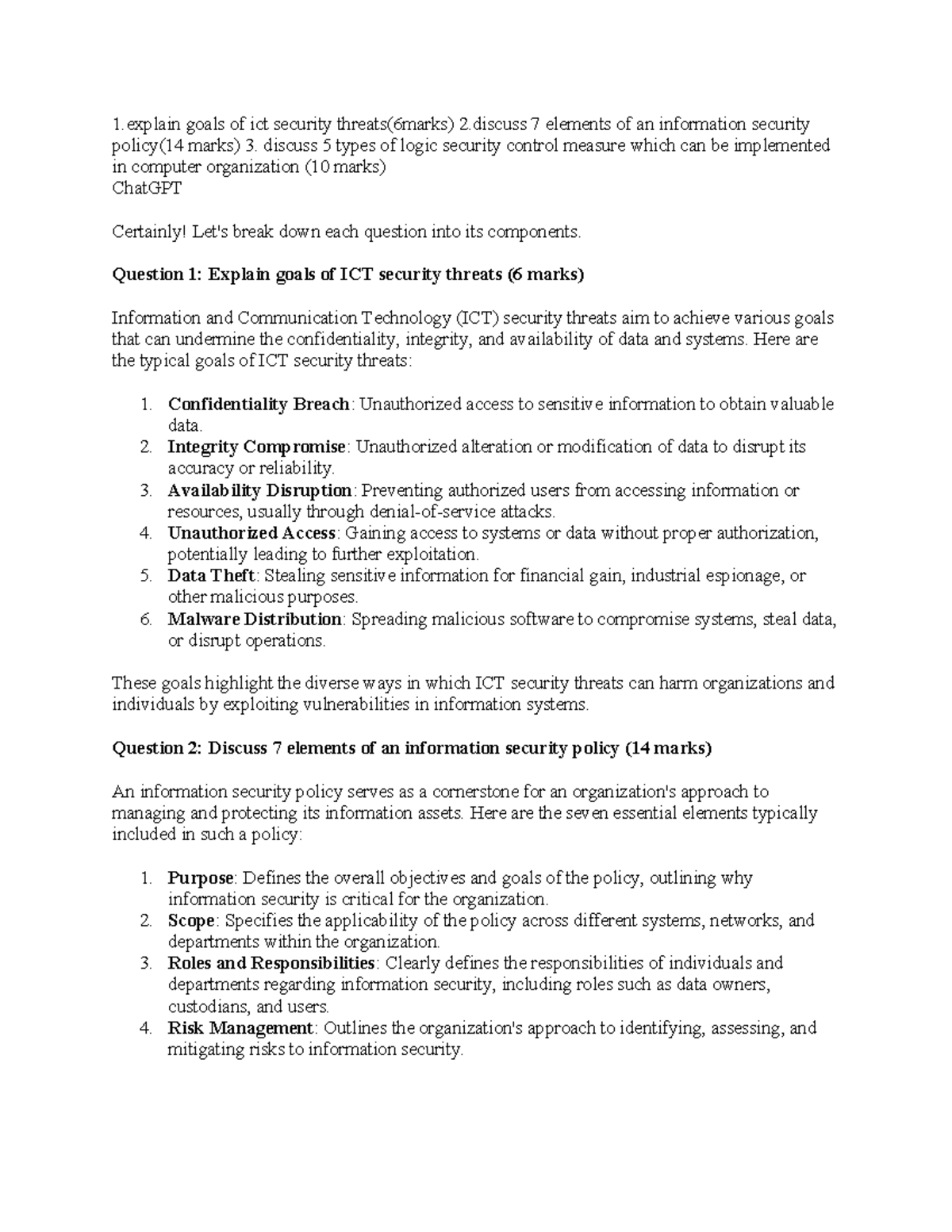 ICT Security Threats - KKKKKKKKKKKKK - 1 goals of ict security threats ...