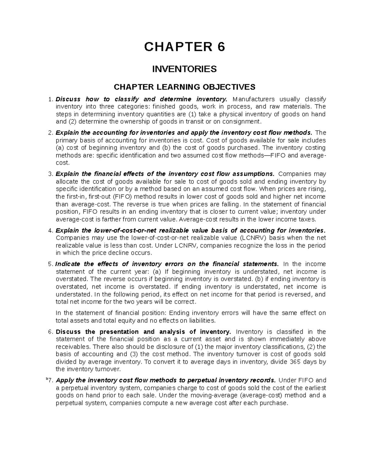 Ch06 - Testbank - CHAPTER 6 INVENTORIES CHAPTER LEARNING OBJECTIVES ...