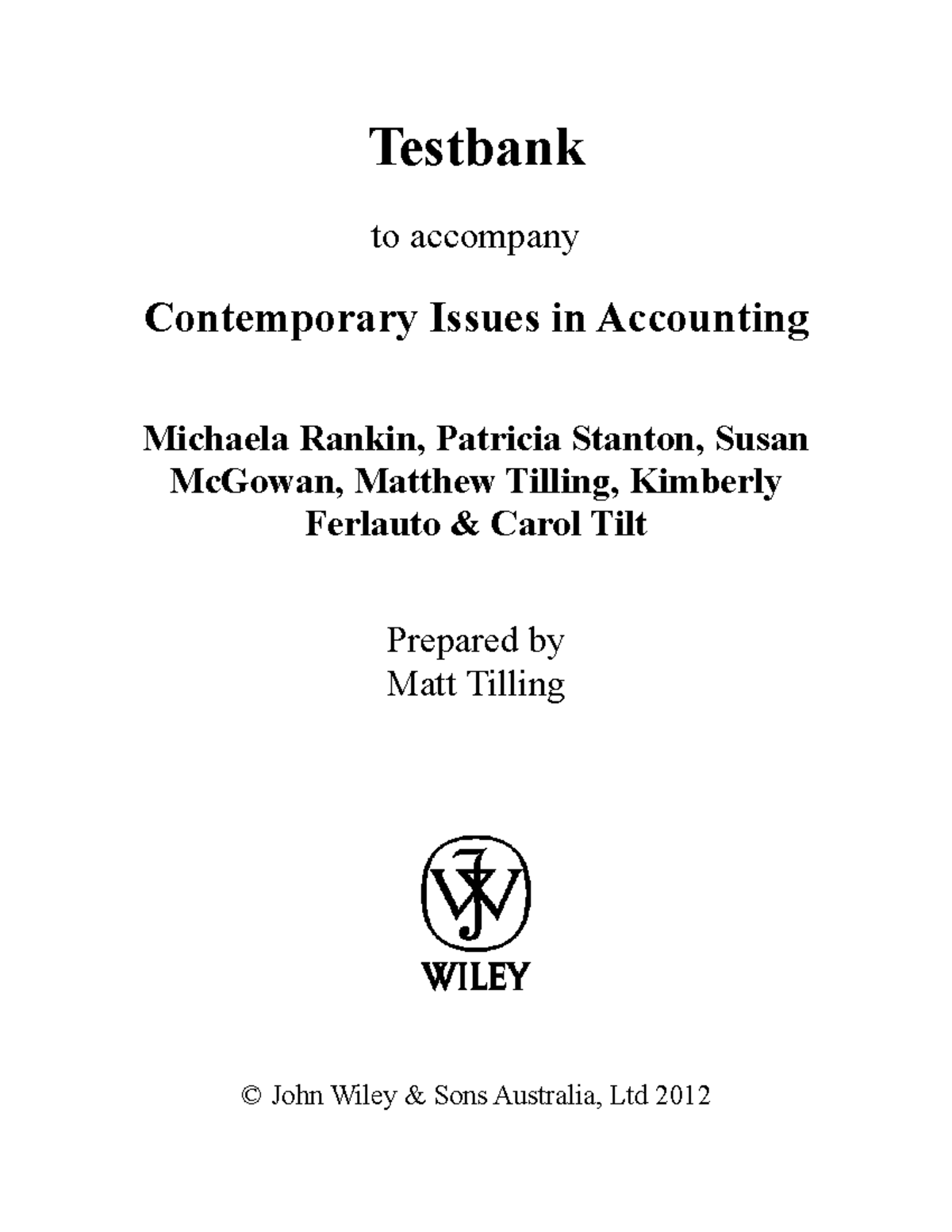 Ch04 Tb Rankin - Quiz Solutions - Testbank To Accompany Contemporary ...