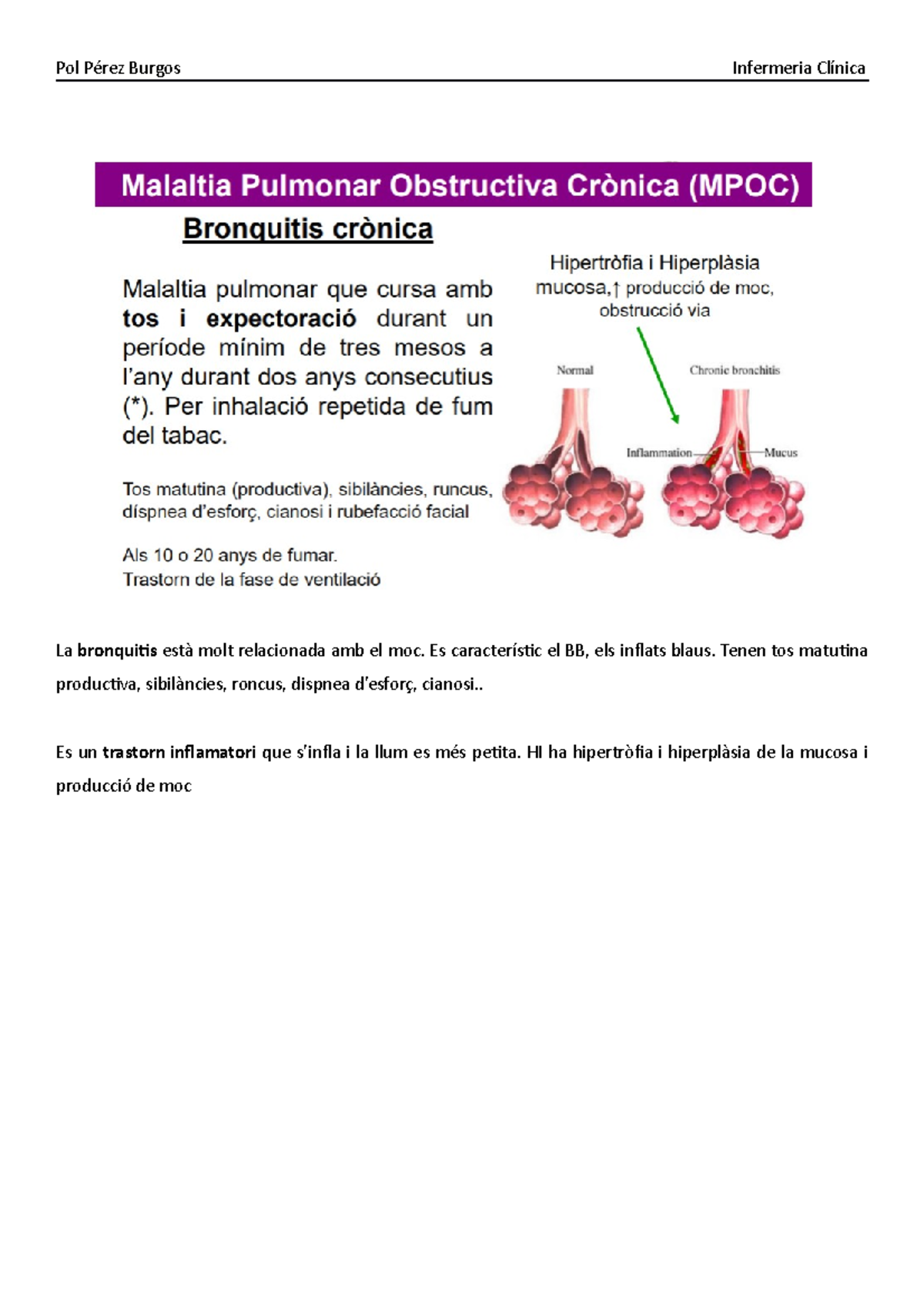 Respi Tema 3 Apuntes Pol Pérez Burgos Infermeria Clínica La Bronquitis Està Molt Relacionada