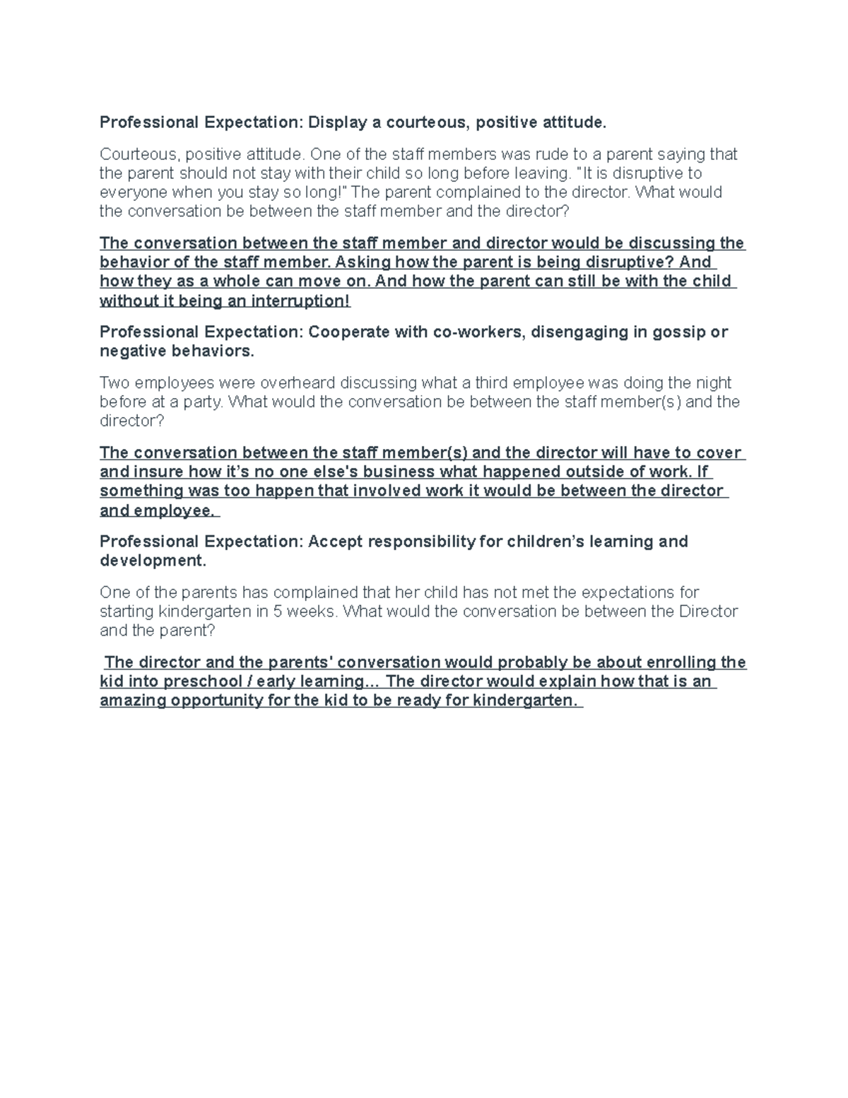 3.Professional Expectations - Courteous, positive attitude. One of the ...