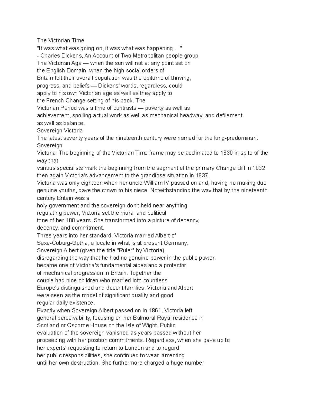 Modern British Literature Chpt 7 notes The Victorian Time "It was