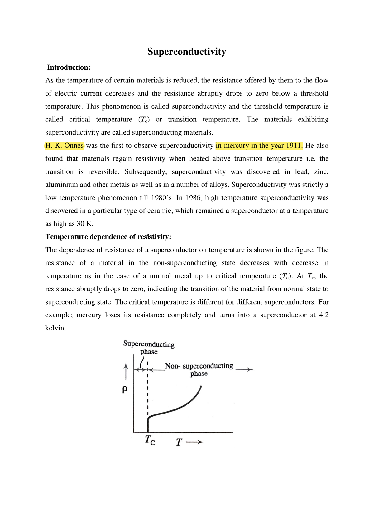 Super Conductivity - Phy Notes - Superconductivity Introduction: As The ...