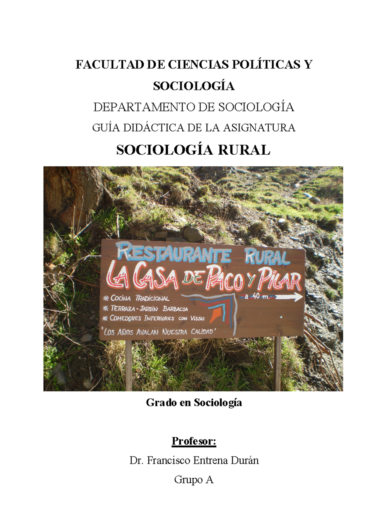 Sociología Rural Facultad De Ciencias PolÍticas Y SociologÍa