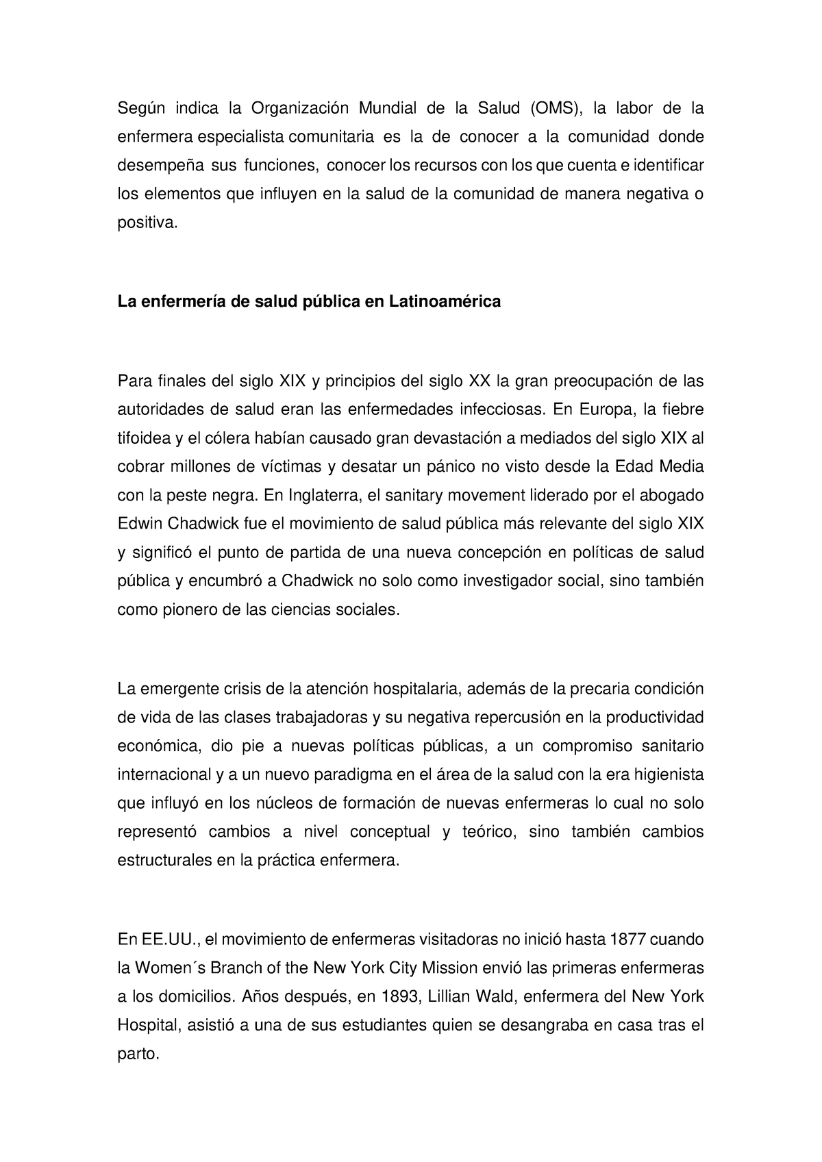 Tarea 2 1 Concepto Enfermeria Comunitaria p4 Según indica la Organización Mundial de la Salud