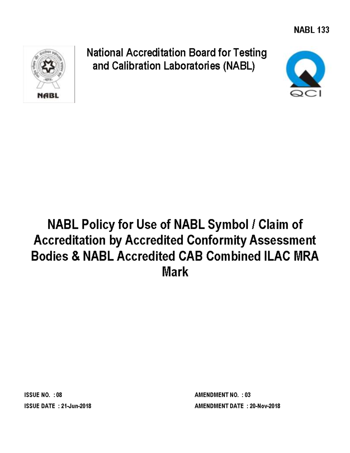 NABL133 Need to take class NABL 133 National Accreditation Board