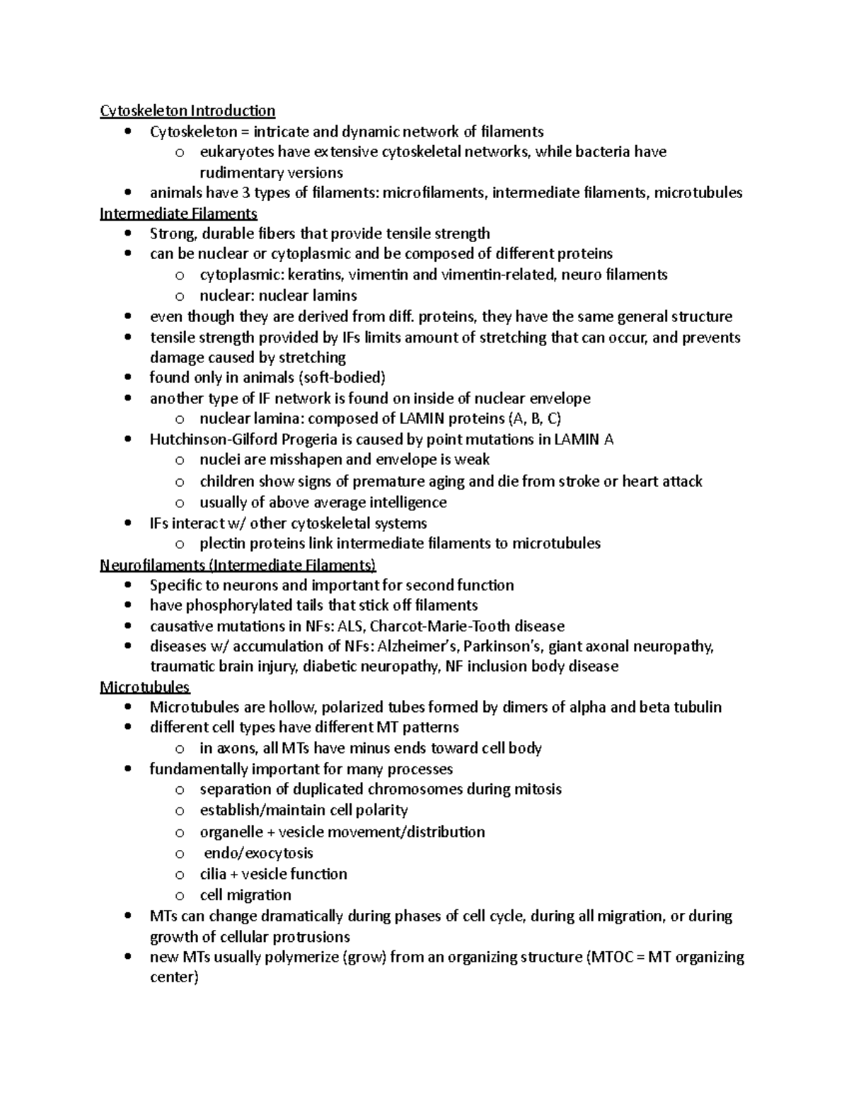 Cytoskeleton bio302 - microtubules, microfilaments, intermediate ...