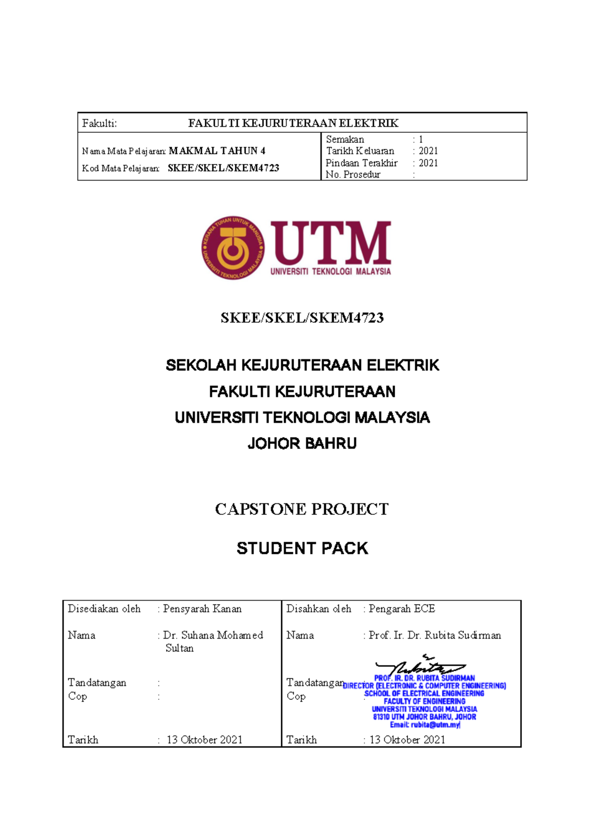 Student Pack 20212022 Lecture notes 1 4th Year Capstone Laboratory UTM Studocu