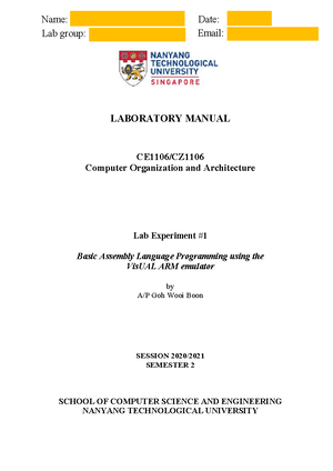 SC1006 Lab Manual v1 - Expt 4 - LABORATORY MANUAL SC1006/Cx Computer ...