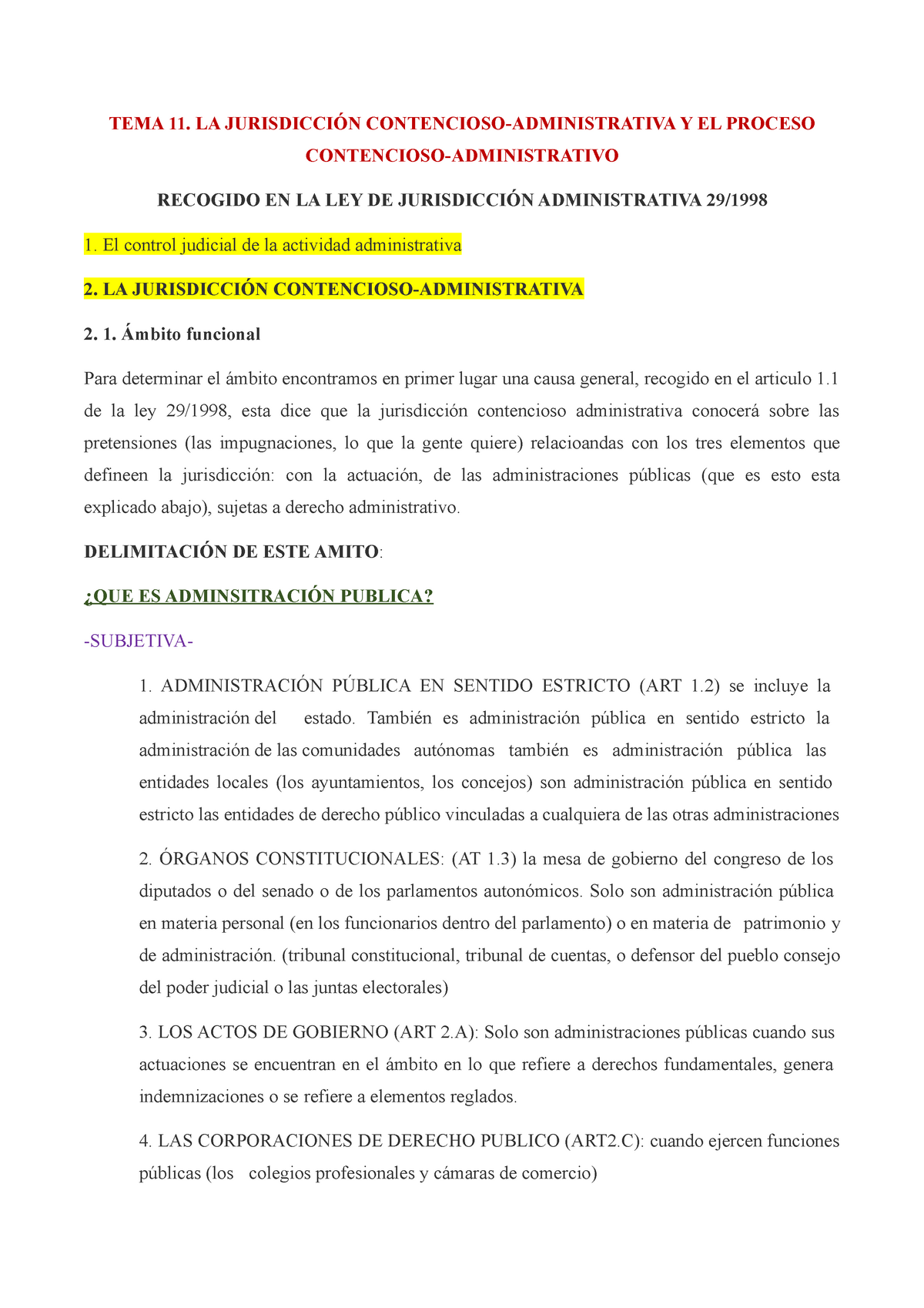 Tema 11 - Apuntes 11 - TEMA 11. LA JURISDICCIÓN CONTENCIOSO ...