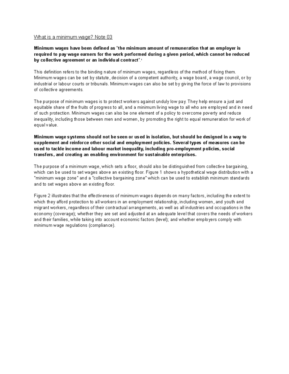 Minimum wage Note-03 - What is a minimum wage? Note 03 Minimum wages ...