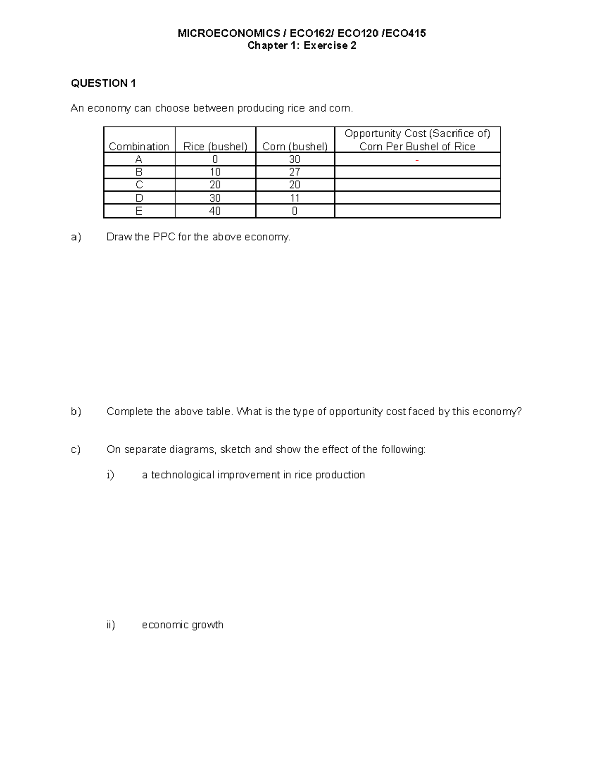 Chapter 1 Exec 2 - mandarin level exercise 1 - MICROECONOMICS / ECO162 ...