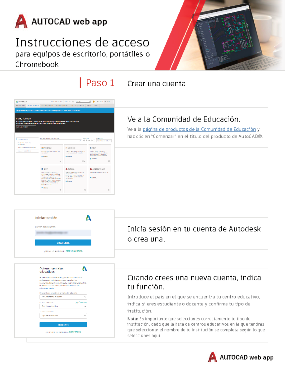 Auto CAD web app access instructions es la - Ve a la Comunidad de ...