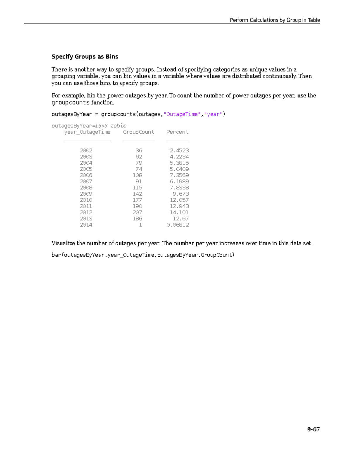 Matlab prog45 Specify Groups as Bins There is another way to specify