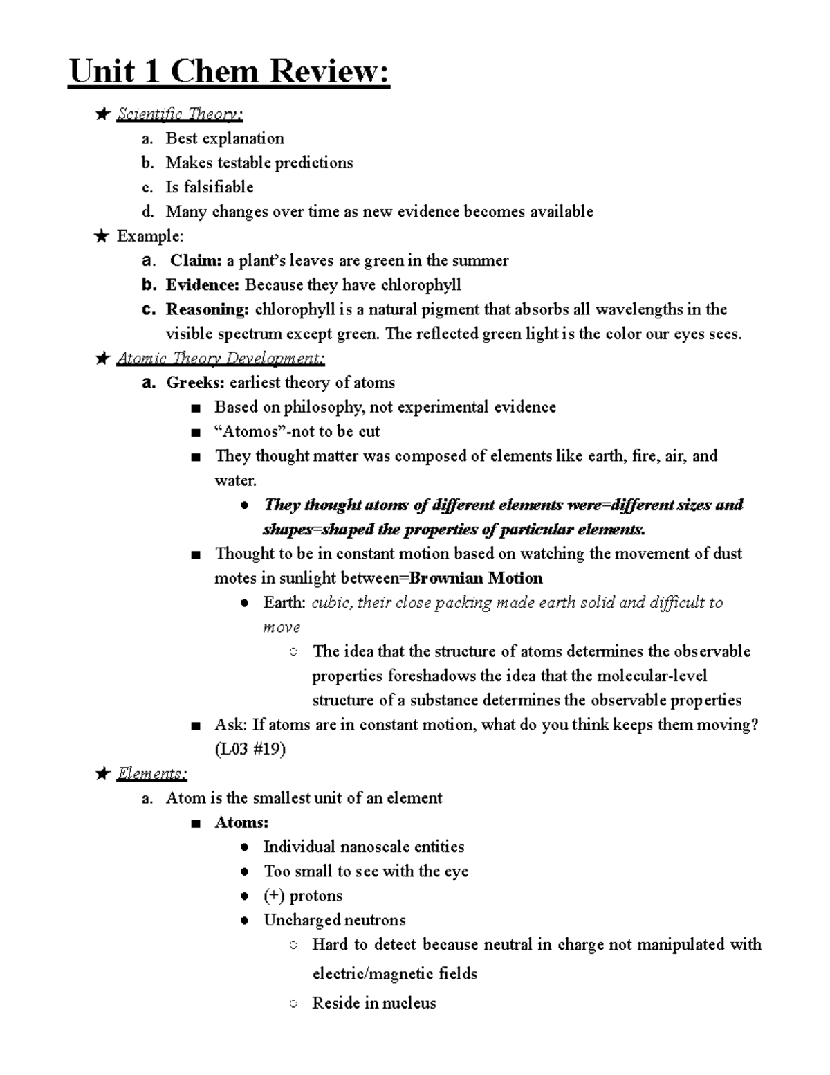 CEM 141 Review Unit 1 - Google Docs - Unit 1 Chem Review: Scientific ...