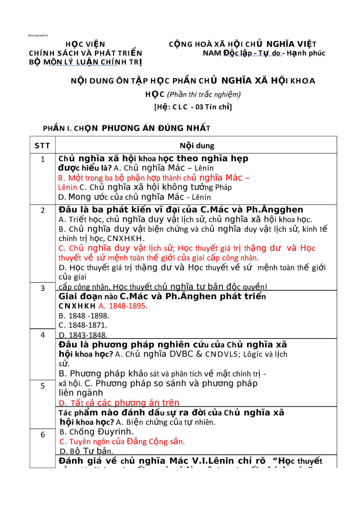 Gui SV Noi Dung On Tap Cnxhkh CLC Phan I Pdf - Đâutrong Heeh Th H Ọ C ...